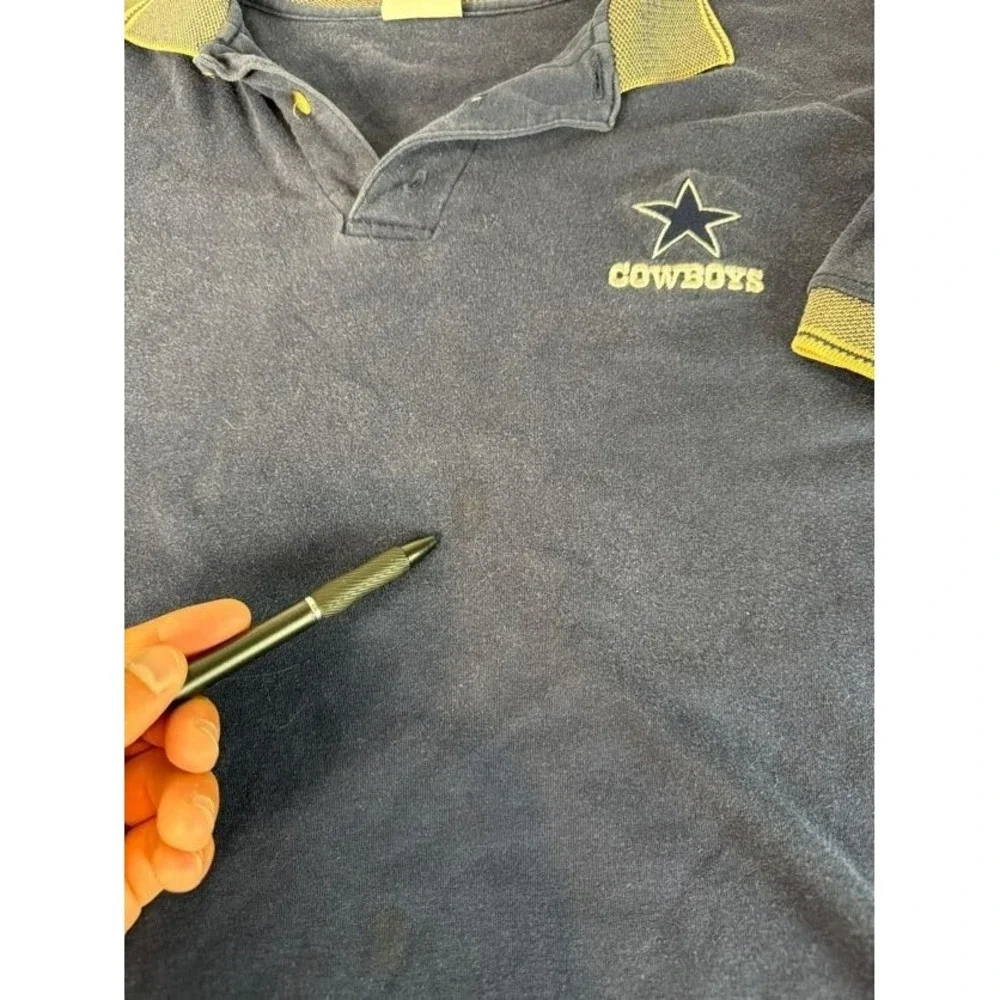 Vintage Dynasty‎ Mens Dallas Cowboys Polo Shirt Embroidered Logo Blue Cotton L